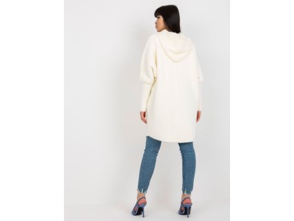 Ecru women's alpaca coat with pockets and hood (Barva ecru, Velikost ONE SIZE)