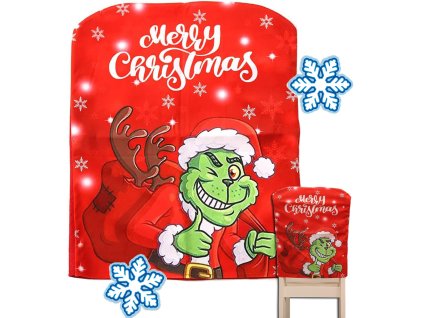 Slavnostní potah židle dekorativní univerzální grinch na opěradlo (Velikost univerzální)