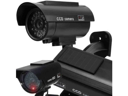 Atrapa kamery ir led monitorovací solární venkovní nástěnná kamera s blikající diodou (Velikost univerzální)