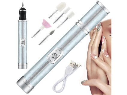 Frézka na nehty manikúra pedikúra frézy sada usb dobíjecí baterie (Velikost univerzální)