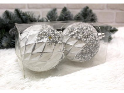 bombka biala kratka z kwiatem 79555