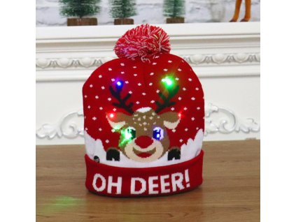 czapka swiateczna led renifer 89970