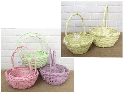 kosz wiklinowy pastel z foli 104780