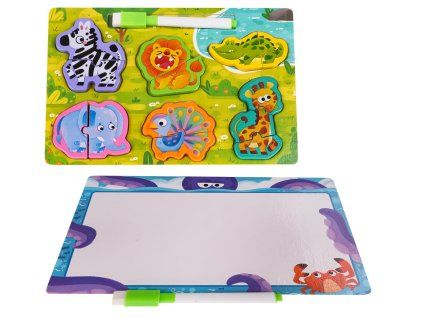 Dřevěná tabule + puzzle Safari