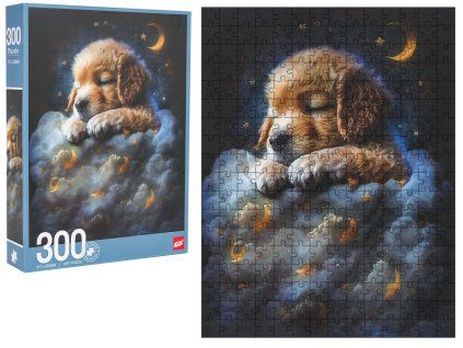 Sada puzzle 300 dílků. Pejsek v oblacích
