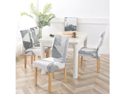 Elastické potahy na židle se stylovým vzorem