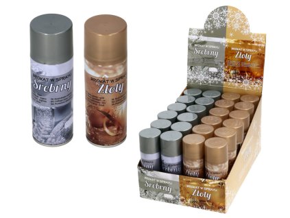 Třpytky ve spreji 250 ml - zlatá, stříbrná - 1 ks (Barva zlatý)