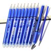 010PCS 0 5mm Writing Nib Rod Erasable Ballpoint Pen Erase Blue Black Ink Refill School Student
