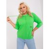 Light green plus size women's blouse with ribbing (Barva bright green, Velikost ONE SIZE)