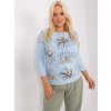 Light blue plus size women's blouse with print (Barva light blue, Velikost ONE SIZE)