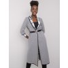 Grey melange coat with belt Annis (Barva gray, Velikost ONE SIZE)