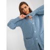 Light blue long cardigan with buttons OCH BELLA (Barva light blue, Velikost ONE SIZE)