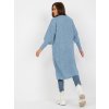 Light blue long cardigan with buttons OCH BELLA (Barva light blue, Velikost ONE SIZE)