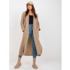 Beige long cardigan with OCH BELLA wool (Barva beige, Velikost ONE SIZE)