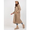 Beige long cardigan with OCH BELLA wool (Barva beige, Velikost ONE SIZE)