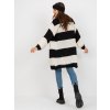 Ecru-black loose knitted cardigan OCH BELLA (Barva white-black, Velikost ONE SIZE)
