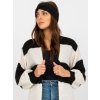 Ecru-black loose knitted cardigan OCH BELLA (Barva white-black, Velikost ONE SIZE)