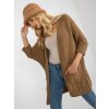 Camel 3/4 Sleeve Loose Cardigan RUE PARIS (Barva dark beige, Velikost ONE SIZE)