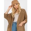 Camel 3/4 Sleeve Loose Cardigan RUE PARIS (Barva dark beige, Velikost ONE SIZE)