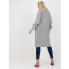Gray long cardigan without clasp RUE PARIS (Barva gray, Velikost ONE SIZE)