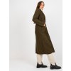 Khaki plush maxi coat with belt Merve OCH BELLA (Barva khaki, Velikost ONE SIZE)