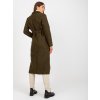 Khaki plush maxi coat with belt Merve OCH BELLA (Barva khaki, Velikost ONE SIZE)