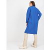 Warm blue women's coat with button closure OCH BELLA (Barva dark blue, Velikost ONE SIZE)