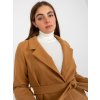 Camel long coat with tie belt OCH BELLA (Barva camel, Velikost ONE SIZE)