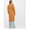 Camel long coat with tie belt OCH BELLA (Barva camel, Velikost ONE SIZE)