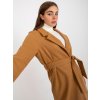 Camel long coat with tie belt OCH BELLA (Barva camel, Velikost ONE SIZE)