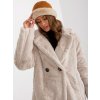 Hellbeiger Damen-Pelzmantel mit Kragen OCH BELLA (Barva light beige, Velikost ONE SIZE)