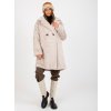 Hellbeiger Damen-Pelzmantel mit Kragen OCH BELLA (Barva light beige, Velikost ONE SIZE)