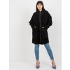 Black loose alpaca coat with hood and pockets (Barva Noire, Velikost ONE SIZE)