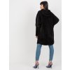 Black loose alpaca coat with hood and pockets (Barva Noire, Velikost ONE SIZE)