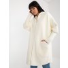 Ecru women's alpaca coat with pockets and hood (Barva ecru, Velikost ONE SIZE)