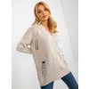 Beige oversized cardigan with holes RUE PARIS (Barva beige, Velikost ONE SIZE)