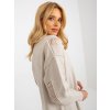 Beige oversized cardigan with holes RUE PARIS (Barva beige, Velikost ONE SIZE)