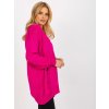 Fuchsia oversized cardigan with holes RUE PARIS (Barva fuchsia, Velikost ONE SIZE)