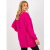 Fuchsia oversized cardigan with holes RUE PARIS (Barva fuchsia, Velikost ONE SIZE)
