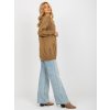 Camel loose cardigan with holes RUE PARIS (Barva camel, Velikost ONE SIZE)
