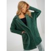 Dark green loose alpaca coat with wool (Barva dark green, Velikost ONE SIZE)