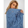 Blue openwork cardigan with an admixture of wool (Barva Blue, Velikost ONE SIZE)