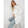 Ecru women's coat with ribbed cuffs at the sleeves OCH BELLA (Barva ecru, Velikost XL)