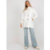 Ecru women's coat with ribbed cuffs at the sleeves OCH BELLA (Barva ecru, Velikost XL)