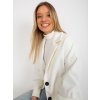 Ecru women's coat with ribbed cuffs at the sleeves OCH BELLA (Barva ecru, Velikost XL)