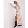 Light beige maxi cardigan with pockets (Barva light beige, Velikost ONE SIZE)