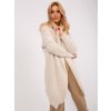 Light beige cardigan with braid weave OCH BELLA (Barva light beige, Velikost ONE SIZE)