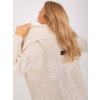 Light beige cardigan with braid weave OCH BELLA (Barva light beige, Velikost ONE SIZE)