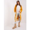 Mustard long cardigan with oversize cut (Barva dark yellow, Velikost ONE SIZE)