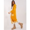 Mustard long cardigan with oversize cut (Barva dark yellow, Velikost ONE SIZE)